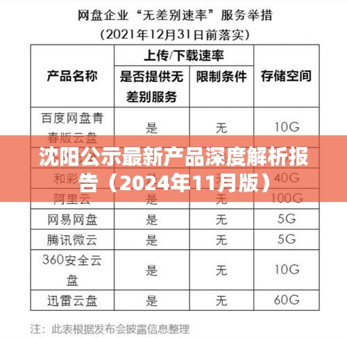 沈陽公示最新產(chǎn)品深度解析報告（2024年11月版）