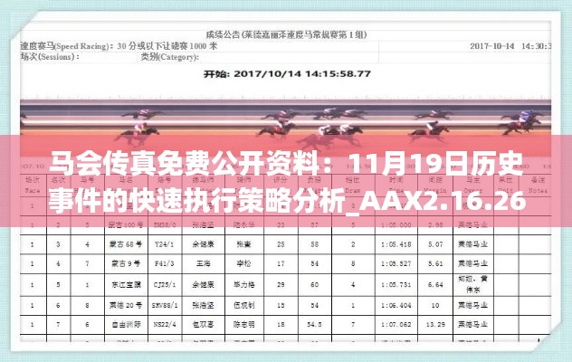 馬會(huì)傳真免費(fèi)公開資料：11月19日歷史事件的快速執(zhí)行策略分析_AAX2.16.26敏捷版