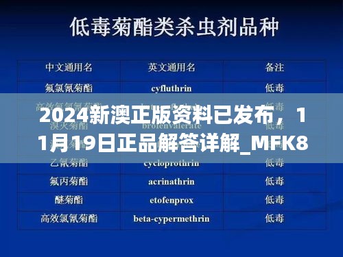 2024新澳正版資料已發(fā)布，11月19日正品解答詳解_MFK8.13.42快速版