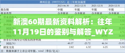 新澳60期最新資料解析：往年11月19日的鑒別與解答_WYZ3.17.64原版詳解