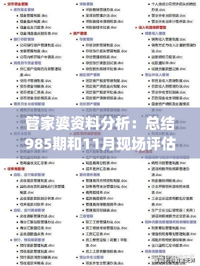 管家婆資料分析：總結(jié)985期和11月現(xiàn)場(chǎng)評(píng)估_OWT9.13.70專版