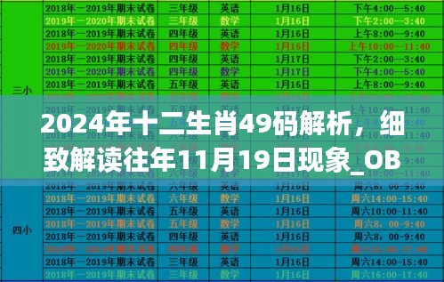 2024年十二生肖49碼解析，細致解讀往年11月19日現(xiàn)象_OBC2.69.57核心版