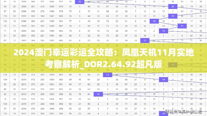 2024澳門幸運彩運全攻略：鳳凰天機11月實地考察解析_DOR2.64.92超凡版