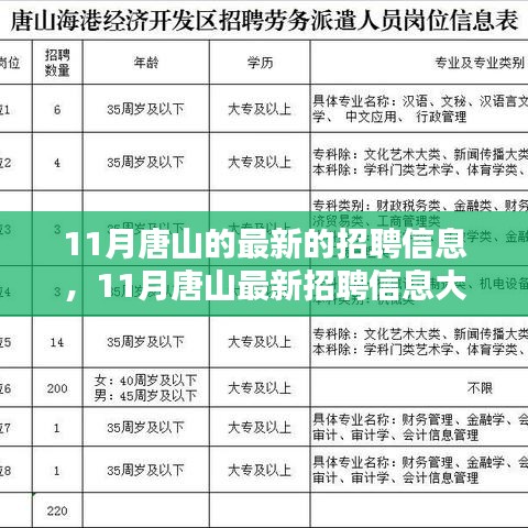 11月唐山最新招聘信息大揭秘，優(yōu)質(zhì)崗位等你來挑選！