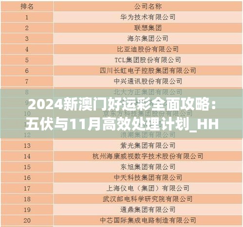 2024新澳門好運彩全面攻略：五伏與11月高效處理計劃_HHL9.52.48散熱版