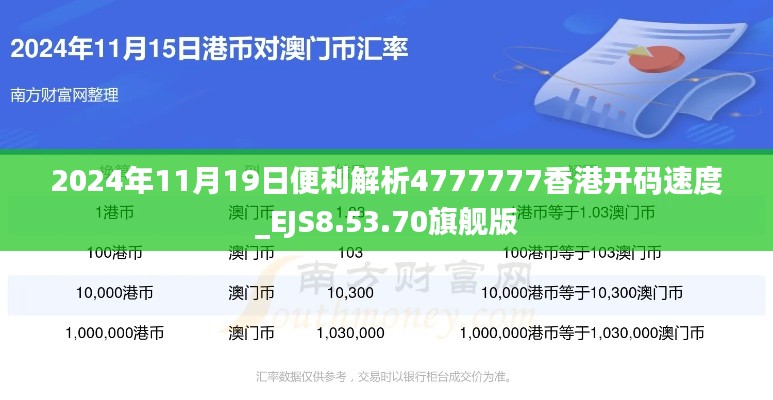 2024年11月19日便利解析4777777香港開碼速度_EJS8.53.70旗艦版