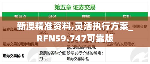 新澳精準(zhǔn)資料,靈活執(zhí)行方案_RFN59.747可靠版