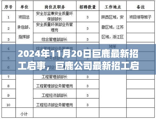 巨鹿公司最新招工啟事，探尋職場(chǎng)新星，共筑未來(lái)輝煌（2024年11月版）