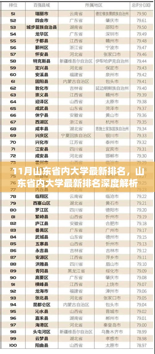 山東省內(nèi)大學(xué)最新排名深度解析，十一月榜單下的學(xué)府風(fēng)云