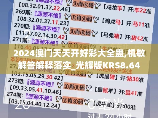 2024澳門天天開(kāi)好彩大全蠱,機(jī)敏解答解釋落實(shí)_光輝版KRS8.64