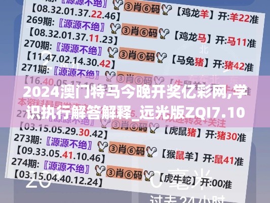 2024澳門特馬今晚開獎億彩網(wǎng),學(xué)識執(zhí)行解答解釋_遠光版ZQI7.10
