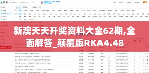 新澳天天開獎資料大全62期,全面解答_顛覆版RKA4.48