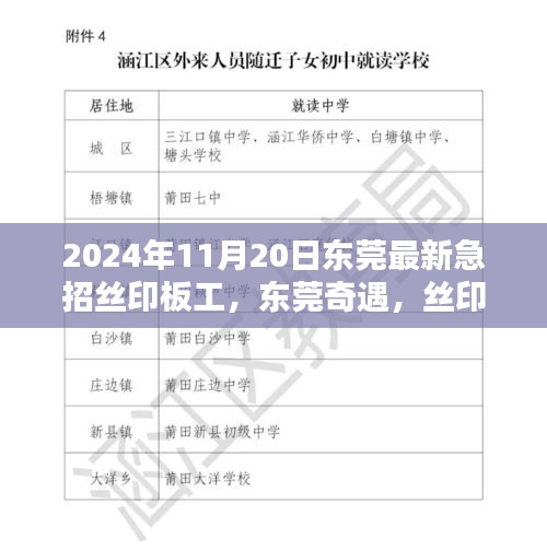 東莞絲印板工急招，新篇章的奇遇與友情的溫暖紐帶