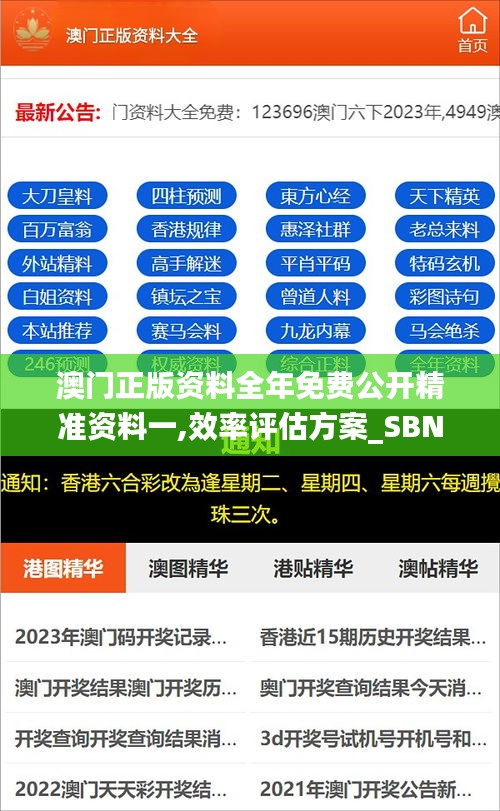 澳門正版資料全年免費公開精準資料一,效率評估方案_SBN3.45