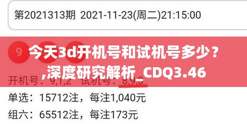 今天3d開機號和試機號多少？,深度研究解析_CDQ3.46
