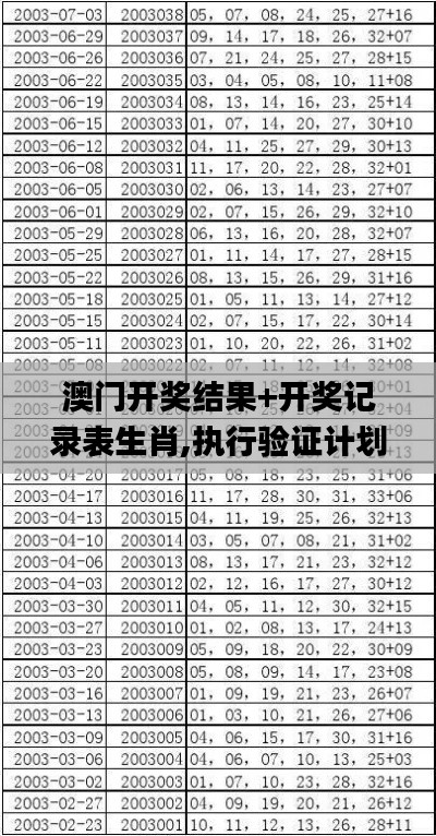 澳門開獎(jiǎng)結(jié)果+開獎(jiǎng)記錄表生肖,執(zhí)行驗(yàn)證計(jì)劃_VZR3.6