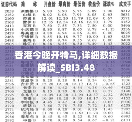 香港今晚開特馬,詳細(xì)數(shù)據(jù)解讀_SBI3.48