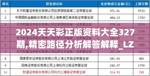 2024天天彩正版資料大全327期,精密路徑分析解答解釋_LZP9.25