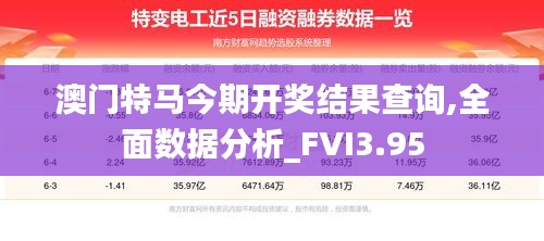 澳門特馬今期開獎結(jié)果查詢,全面數(shù)據(jù)分析_FVI3.95