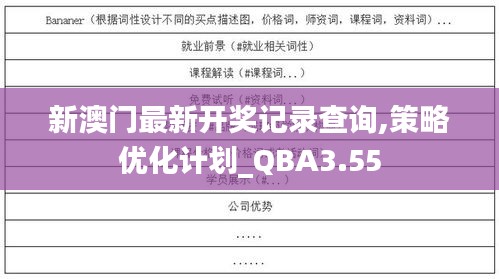 新澳門最新開獎記錄查詢,策略優(yōu)化計劃_QBA3.55