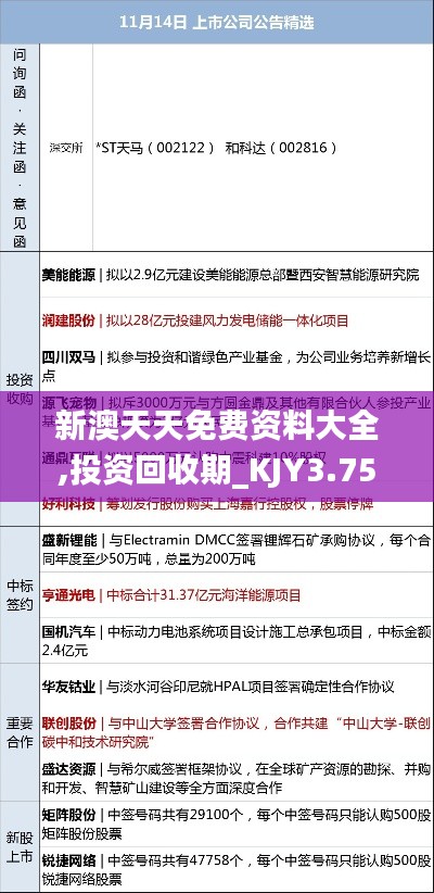 新澳天天免費(fèi)資料大全,投資回收期_KJY3.75