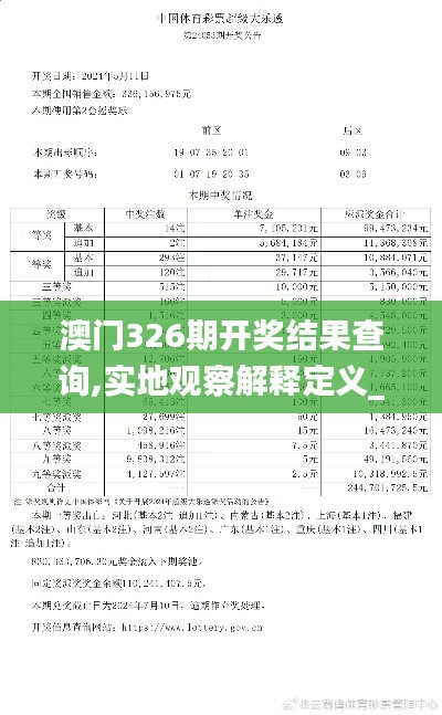 澳門326期開獎(jiǎng)結(jié)果查詢,實(shí)地觀察解釋定義_NAM3.74