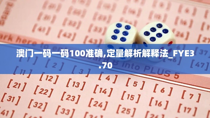 澳門(mén)一碼一碼100準(zhǔn)確,定量解析解釋法_FYE3.70