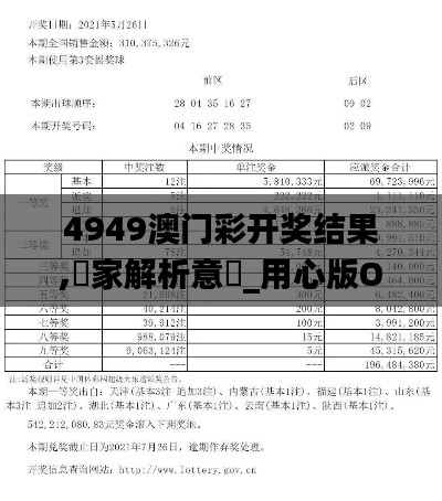 4949澳門彩開獎結(jié)果,專家解析意見_用心版OSR5.57