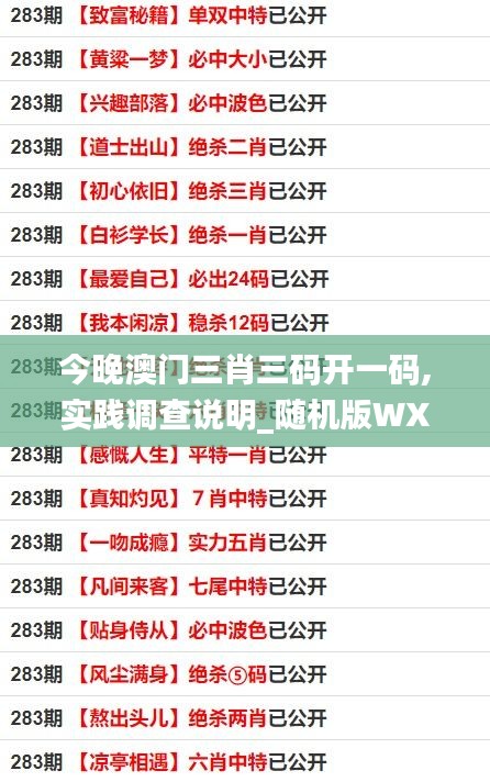 今晚澳門三肖三碼開一碼,實踐調(diào)查說明_隨機(jī)版WXB5.9