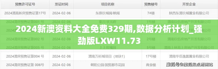 2024新澳資料大全免費329期,數(shù)據(jù)分析計劃_強勁版LXW11.73