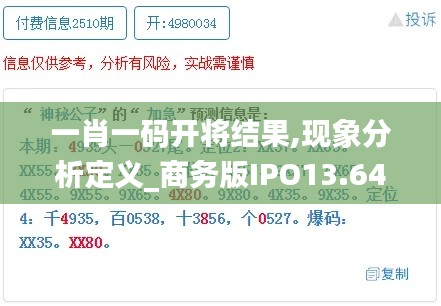 一肖一碼開(kāi)將結(jié)果,現(xiàn)象分析定義_商務(wù)版IPO13.64