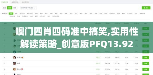噢門四肖四碼準(zhǔn)中搞笑,實(shí)用性解讀策略_創(chuàng)意版PFQ13.92
