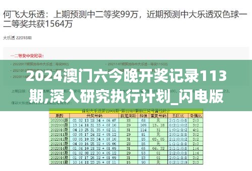 2024澳門六今晚開獎記錄113期,深入研究執(zhí)行計劃_閃電版ZRR13.78