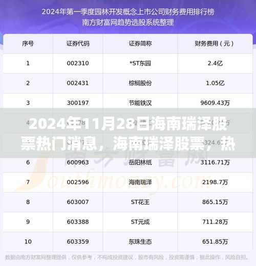 海南瑞澤股票熱門消息深度解讀，2024年11月28日最新動(dòng)態(tài)
