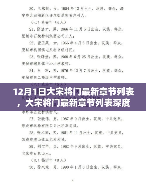 大宋將門最新章節(jié)列表發(fā)布與深度評(píng)測(cè)介紹