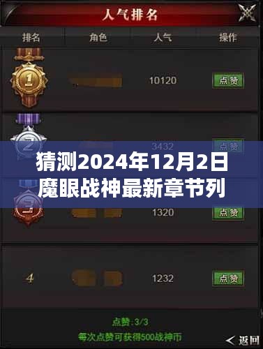 揭秘魔眼戰(zhàn)神最新章節(jié)，神秘冒險揭曉在即，預(yù)測2024年12月2日更新列表