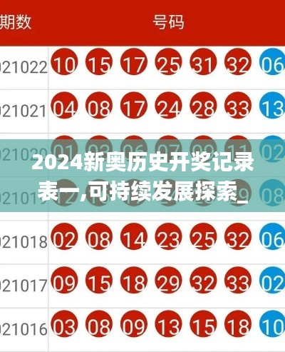 2024新奧歷史開獎(jiǎng)記錄表一,可持續(xù)發(fā)展探索_VE版68.309-6