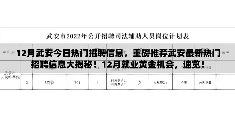 武安最新熱門招聘信息揭秘，12月就業(yè)黃金機會，不容錯過！