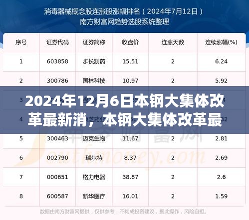 2024年12月6日本鋼大集體改革最新動(dòng)態(tài)及三大要點(diǎn)聚焦