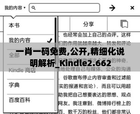 一肖一碼免費,公開,精細化說明解析_Kindle2.662