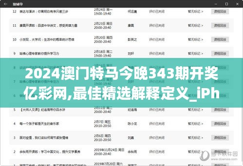 2024澳門(mén)特馬今晚343期開(kāi)獎(jiǎng)億彩網(wǎng),最佳精選解釋定義_iPhone6.241