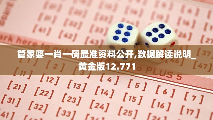 管家婆一肖一碼最準資料公開,數(shù)據(jù)解讀說明_黃金版12.771