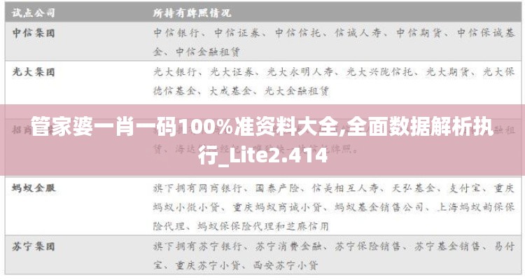 管家婆一肖一碼100%準資料大全,全面數(shù)據(jù)解析執(zhí)行_Lite2.414