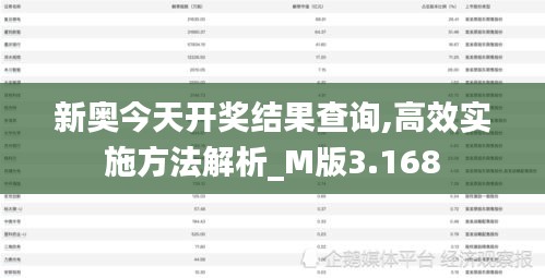 新奧今天開(kāi)獎(jiǎng)結(jié)果查詢,高效實(shí)施方法解析_M版3.168