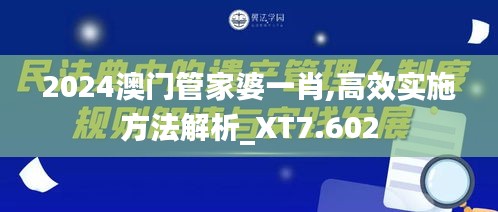 2024澳門管家婆一肖,高效實施方法解析_XT7.602