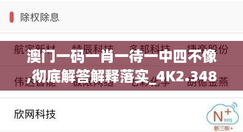 澳門一碼一肖一待一中四不像,徹底解答解釋落實(shí)_4K2.348