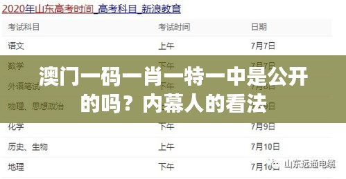 澳門一碼一肖一特一中是公開的嗎？內(nèi)幕人的看法
