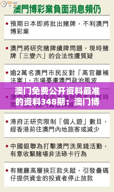澳門免費公開資料最準的資料348期：澳門博彩業(yè)的最新動態(tài)分析