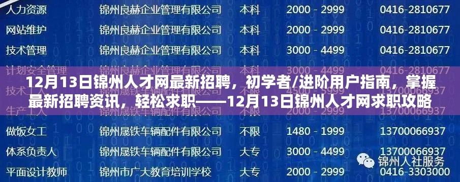 12月13日錦州人才網(wǎng)求職攻略，最新招聘資訊與初學者/進階用戶指南