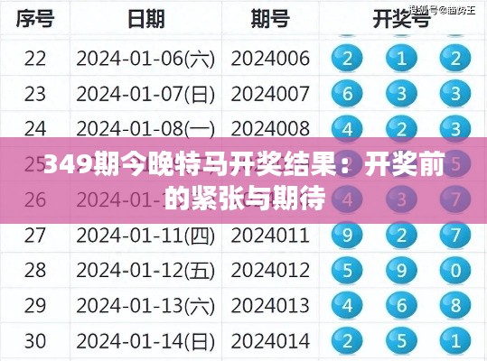 349期今晚特馬開獎結(jié)果：開獎前的緊張與期待